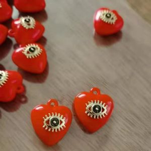 charms lots Exquisite Accessories Findings DIY orange heart evil eye pendant charm earring necklace jewelry making wholesale