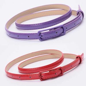 Belts Womens Japanese candy ribbon 1.2cm ultra-thin PU belt with simple solid color casual belt clothing accessories Q240401