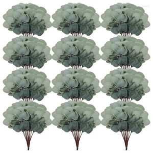 Dekorativa blommor Yo-70pc Eucalyptus Stems Decor Artificiella blad Grönska grenar Faux Plant Green Leaf