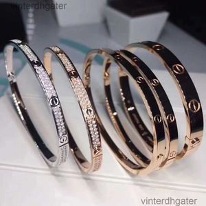 Top luksusowy grzywna 1to1 oryginalna designerska bransoletka dla kobiet Carter Pure v Gold 18K Rose Gold Love wąskie wydanie Pełne diamentowe bransoletki nieskończoności dla kobiet