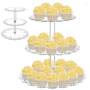 Suporte de sobremesa de 3 camadas, armazenamento de cozinha, acrílico transparente, cupcake para servir, decorativo, fácil de montar, suporte de exibição