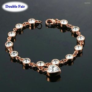 Браслеты со звеньями, уникальный шикарный браслет с подвеской в форме сердца, ювелирные изделия для женщин, цвет розового золота, романтический браслет с кристаллами, модный браслет, оптовая продажа H057