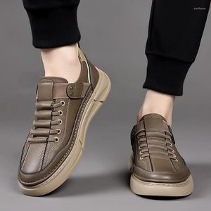 Casual Shoes Quality Leather Fashion Men Hand Sewn Thread Flats Lace Up Oxford Comfort Soft Sole Outdoor Sneakers Jogging