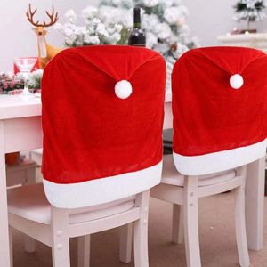 Stol täcker 4st Red Hat Dining Slipcovers Christmas Back Kitchen for Holiday Festival Decoration