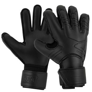 Sports Gloves 1 Pair Black Size 7-10 Goalkeeper With Finger Protector Air Vent Soccer Goalie Football Latex 231218 Drop Delivery Outdo Otv1F