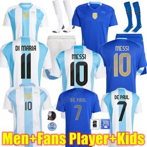 Koszulki piłkarskie Argentyna 3 gwiazdka Messis 24 25 fanów Wersja gracz Allister Dybala di Maria Martinez de Paul Maradona Child Kit Kit Men Men Men Football Shirt