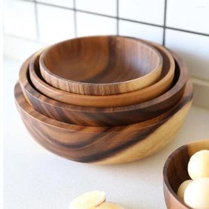 Bowls Good Grade Eco-Friendly Polishing Salad Bowl Japanese Practical Wooden Soup Cutlery Basin Containers Kitchen Supplies