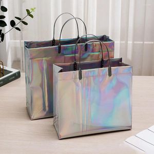 Confezione regalo Borsa tote laser in PVC Borsa spessa Borsa in plastica impermeabile Abbigliamento Shopping Natale Grandi ornamenti di caramelle