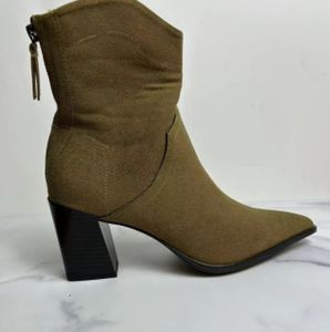 High 27 Heels Heeled Cowboy Ankle Boots TRAF Winter Fashion Pointed Toes Women Chunky Heel Woman Shoes Brown 230923