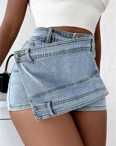 S-5XL mulheres verão jeans shorts saias cintura alta magro denim culottes240401