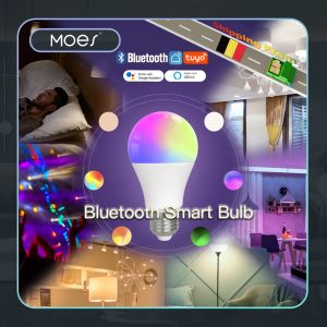 Steuerung MOES Bluetooth-LED-Glühbirne E27 Dimmbare Smart-Licht-Lampenfarbe einstellbar, kompatibel mit Alexa und Google Voice, perfekt für Partys