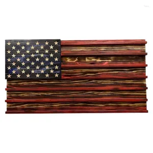 Dekorativa plattor American Flag Coin Holder Wall Display 7 Rows Woodhyllor för Hang Decoration Rack