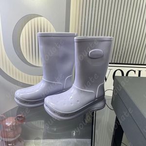 Neue Regenstiefel Designer Männer Frauen Gummi Regenstiefel kniehohe Schnee Runde Zehen sperren Wintermode High Heels Wasserdichte Oberschenkelhohe Stiefeletten