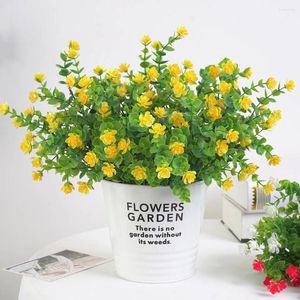 装飾的な花プラスチックフラワーブーケホームオフィス人工花装飾ウェディングパーティーガーデンフェイクパープルレッド