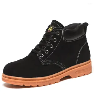 Boots Men Fashion Steel Toe Caps Working Safety Cow Suede Leather Platform Security Shoes Worker Safe Boot Ankle Botas Protect