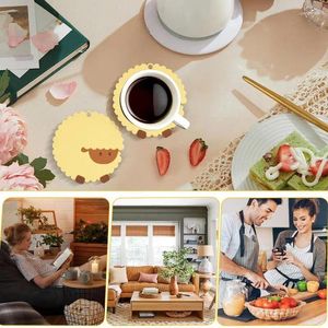 Bord mattor Creative Round Placemat Isolated Drink Coasters Cup Pads Non Slip Glass Sheep Mönster Bowl Pad For Mat