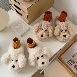 Slippers Plush Dog Flat Thermal Cartoon Animal Comfortable Fluffy Preppy Cute For Home Indoor Summer Hot With Box