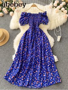 Модный халат с цветочным принтом, длинное платье, макси-сарафан с рюшами, богемный женский, летний, сексуальный, повседневный, элегантный, без бретелек, Vestidos 240314
