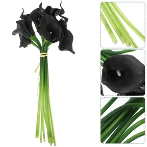 Fiori decorativi 10 pezzi Fiore di loto Bouquet artificiale Decori per soggiorno Layout Decora plettri Kit in plastica nera Sposa