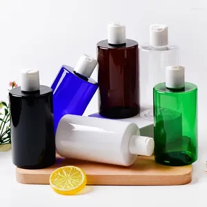 Bottiglie di stoccaggio 20 pezzi 300 ml Vuote di plastica marrone bianco con tappo a disco Coperchio a pressione per gel doccia Shompoo Sapone liquido Imballaggio cosmetico