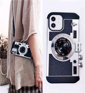 3D Retro Camera Emily In Paris Phone Case For iPhone 11 12 13 Pro XS Max X XR 8 7 Plus SE Luxury Lanyard Shockproof Back Cover Y107950335