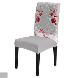 Chair Covers Christmas Red Ball Snowflakes Cover Set Kitchen Stretch Spandex Seat Slipcover Home Decor Dining Room