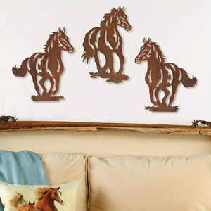 Helloyoung Metal Horse Wall Art DCOR Rústico Concise Western Horse Decoration for Kitchen Bathroom Living Room Garden 240422