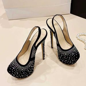 SURET BUTY RUNWAY MOSYKI RINESTONY PLATOTY PLATOTY SEKSYJNE SLINGBACK WYDAWANE PISK EKRETMY WYSOKIE POMOCOWE BUTY H240401L5AF