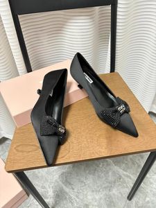 Fashion Bow Dress Shoes Point Toe Mid Sculpted Heel Black Slingback Wedding, Party, Dress, Evening Luxury Designers