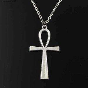 Anhänger Halsketten Einfache Klassische Mode Kreuz Ägyptisches Ankh Lebenssymbol Antike Silber Anhänger Kurze Kette Halskette Damen Schmuck L2404