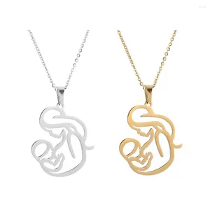 Pendant Necklaces Mother Breastfeeding Baby Stainless Steel Necklace Mommy Family Silver Color Chain Jewelry