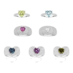 Solitaire Ring Yumm S925 Sterling Sier Diamond Studded Gemstone Love For Couples Romantic Fashion Light Luxury Personaliserade smycken Dr DH92H