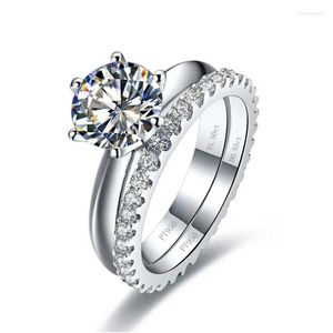 Cluster Rings Moissanite Set Jewel 1CT 6.5mm D Color Platinum 950 Ring Womens Diamond Drop Leverans smycken DHMFD