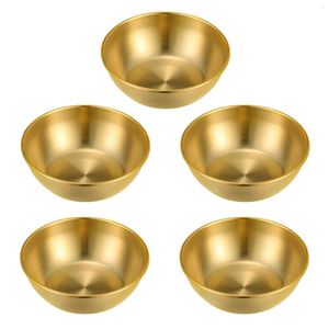 Plates 5 Pcs Seasoning Dish Circle Tray Appetizer Sushi Dipping Bowls Sauce Metal Multipurpose Stainless Steel Serving