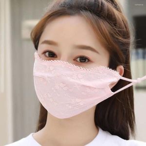 Scarves Flower Sunscreen Lace Mask Hanging Ear Sunshade Face Cover Solid Color Adjustable Strap UV Protection