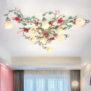 Ceiling Lights Modern Country Suction Roof Lighting Living Room Lamp Pastoral Flower Bedroom Romantic Rose Lantern