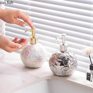 Liquid Soap Dispenser Creative Ceramic Football Lotion Bottle Bathroom Wash Desk Hand Shampoo Shower Gel Bottles Accessories
