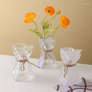 Vasi Vaso di vetro di alta qualità Soggiorno Stile floreale Ins Origami colorati Ornamenti di fiori secchi Decorazioni per il desktop di casa