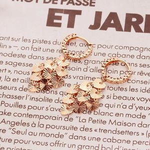 Dangle Earrings 585 Purple Gold Shiny For Women Plated 14K Rose Heart-shaped Fashion Tassels Light Luxury Eardrop Wedding Jewelry