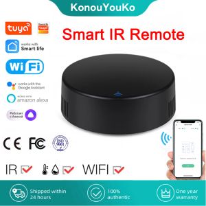 Controle Tuya IR WiFi Controle Remoto Sensor de umidade e temperatura integrado Controle de casa inteligente para TV DVD AUD AC Alexa Google Home Alice