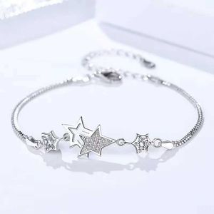 Chain Original Designer 925 Sterling Silver Elegant Charm Crystal Star Bracelet Womens Jewelry Fashion Party Wedding Accessories Q240401
