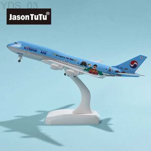 Aircraft Modle JASON TUTU 18-20CM Korean Boeing 747 Airplane Model Diecast Metal Plane Aircraft Model Drop Shipping YQ240401