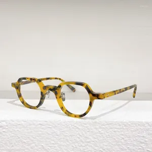 Montature per occhiali da sole Montature per occhiali in acetato di alta qualità per uomo Occhiali da vista rotondi piccoli retrò quadrati miopia gialla da donna