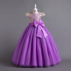 Bellezza Viola Rosa Gioiello Abiti da compleanno/festa per ragazze Abiti da spettacolo per ragazze Abiti da cerimonia per ragazze Ragazze Gonne per tutti i giorni Abbigliamento per bambini SZ 2-10 D401105