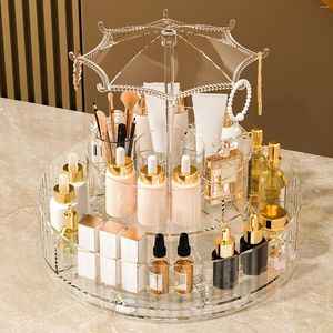 Storage Boxes Light Luxury Rotating Desktop Cosmetic Box Dressing Table Skin Care Tray Acrylic Transparent Rack