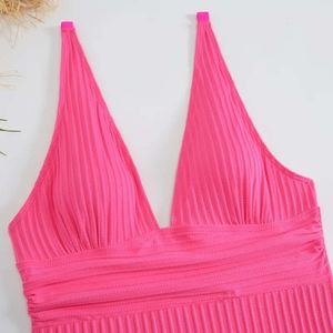 Sexy ARXIPA Biquínis Maiô de uma peça para mulheres cintura média maiô acolchoado push up beachwear brasileiro mergulho profundo decote em V 3D franzido listrado fino sólido