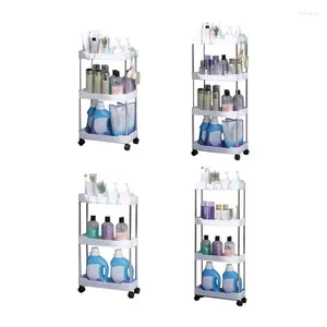 Hooks 3/4 Layer Trolley Storage Rack Toiletries Shelf With Wheel Beverages Organizer Cart Bedroom Kitchen Accessories