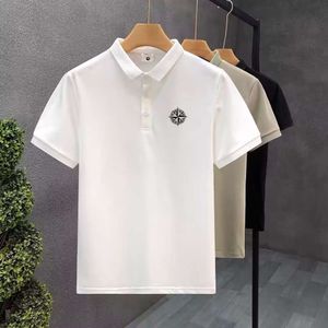 Polo casual e versatile, marchio di tendenza da uomo, t-shirt con bavero alla moda, tendenza da uomo a maniche lunghe con stampa di fascia alta con volant e bella