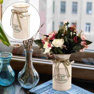 Vaser Farmhouse Vase Metal Jug Tin Container Handle Flowerpot Artificial Plants Inomhusdekorativ järnhink