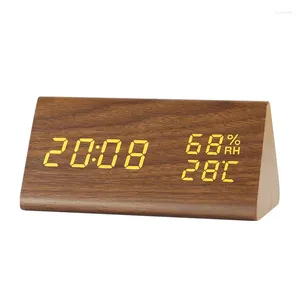 Zegary stołowe Smart Wood LED Cyfrowe biurko alarmowe do dekoracji biura domowego